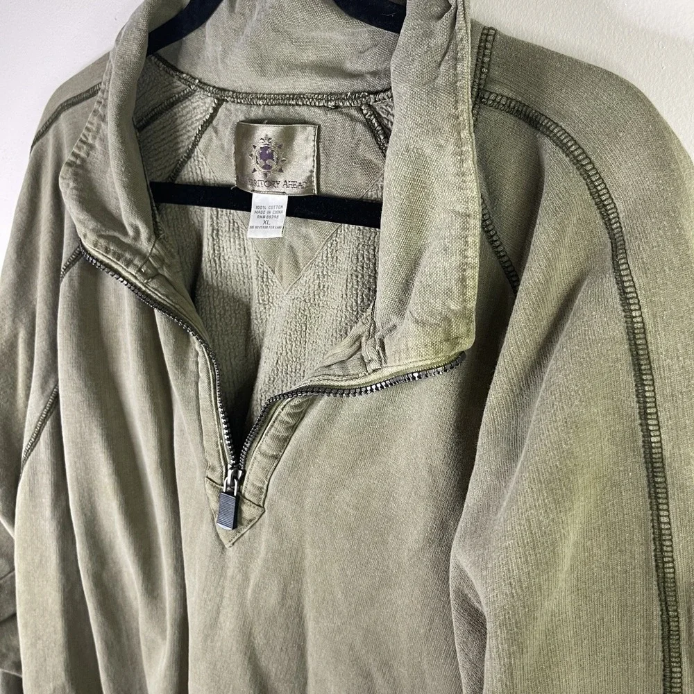 The Territory Ahead Sweater Mens XL Olive Green Half Zip Pullover‎ Casual Hiking